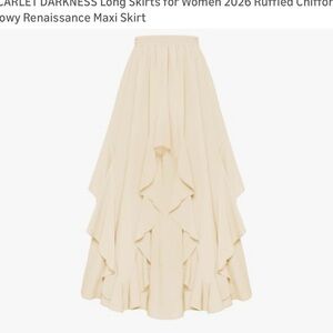 Scarlet Darkness Cream Ruffled Maxi Skirt